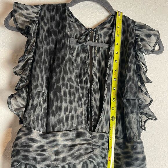 America & Beyond Sheer  Maxi Dress Swim Cover Up Animal Print XL High slit Beach - Picture 12 of 14